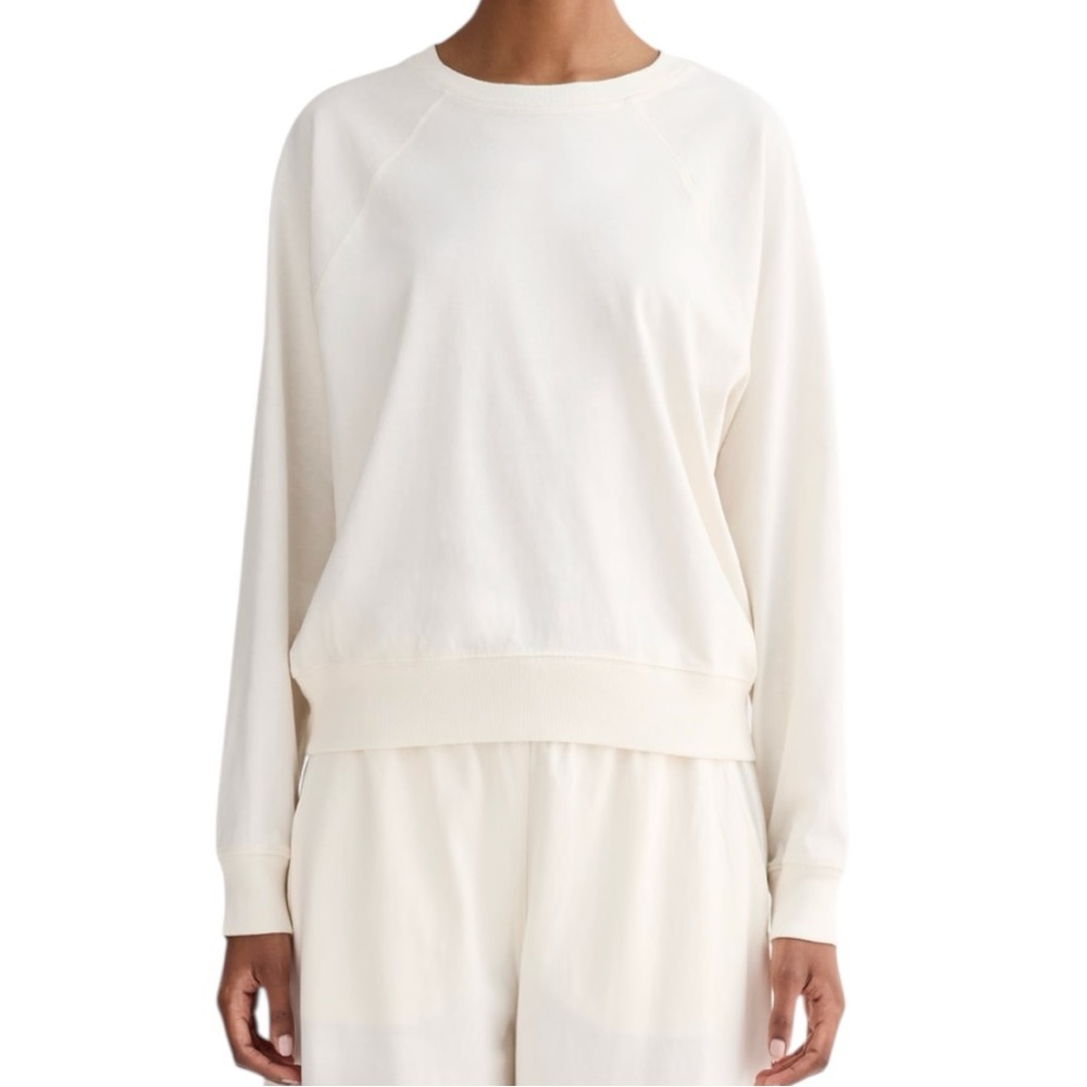 Everlane Lightweight Crewneck Pullover Sweatshirt Top in Bone Sz XS - Picture 12 of 12